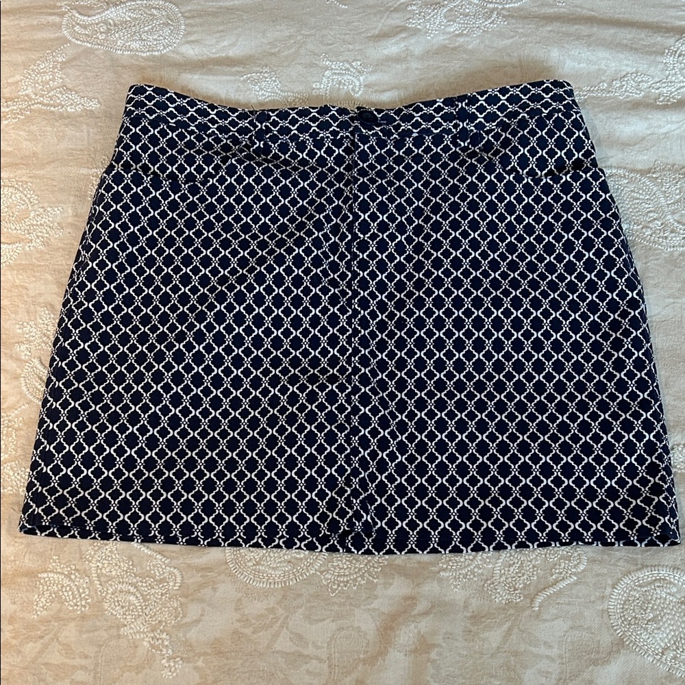 Mario Serrani Navy and White Geometric Skort